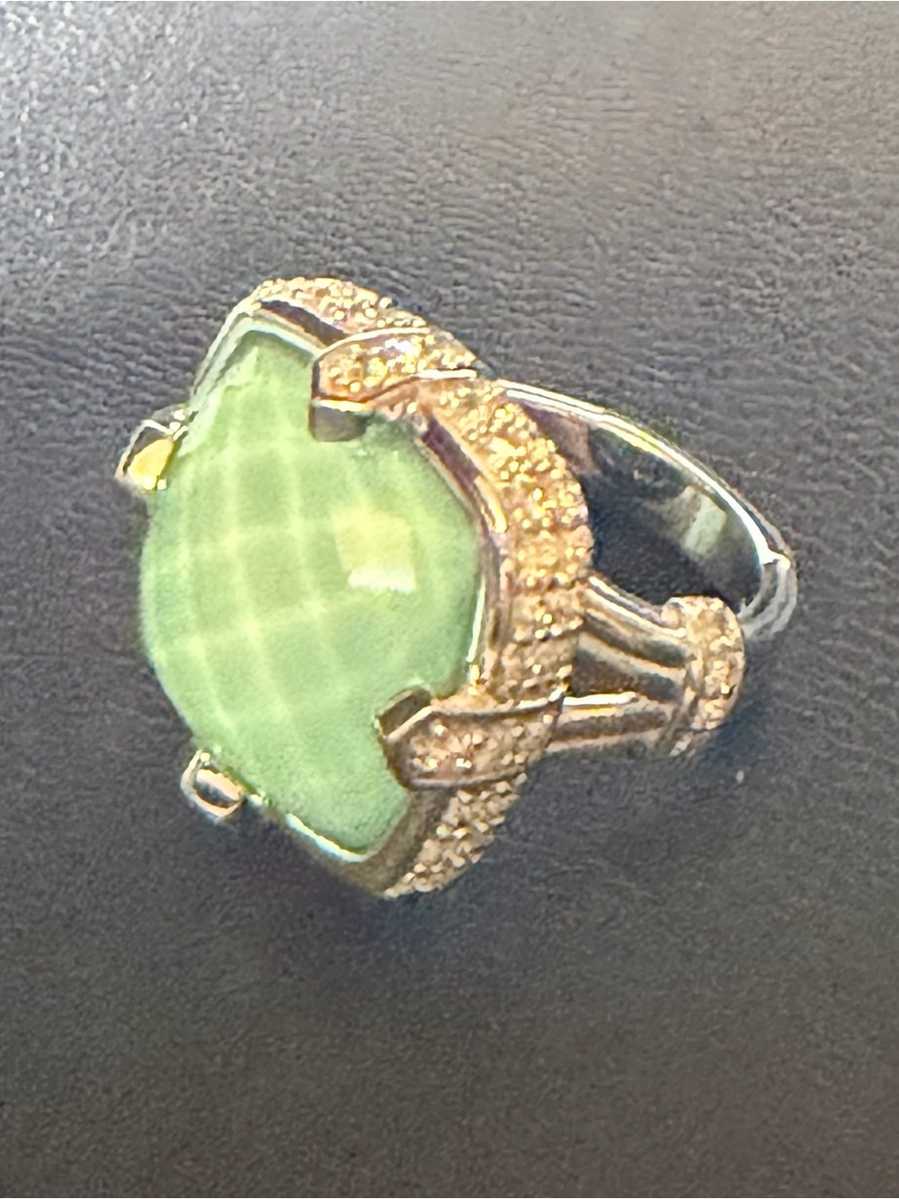 Judith Ripka Turquoise Doublet and CZ, Sterling Silver Cocktail Ring, Size 6 - Picture 4 of 10